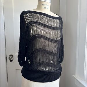 Vintage Fringe Knit Dolman Sleeve Top